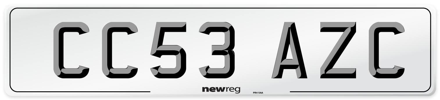 CC53 AZC Number Plate from New Reg